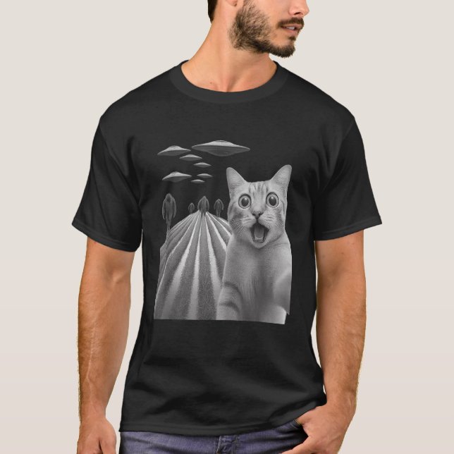 Camiseta Gracioso Sorprendido De Selfie De Gato Asustado Co (Anverso)