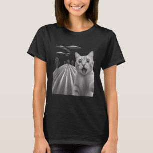 Camiseta Gracioso Sorprendido De Selfie De Gato Asustado Co