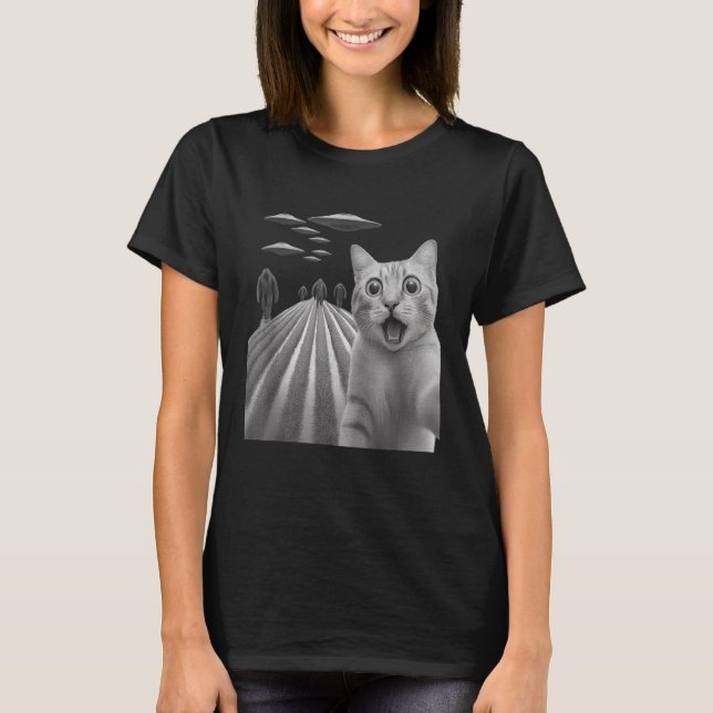 Camiseta Gracioso Sorprendido De Selfie De Gato Asustado Co (Anverso)