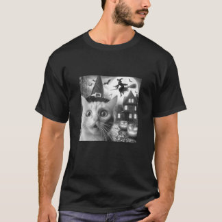 Camiseta Gracioso Sorprendido De Selfie De Gato Asustado Co