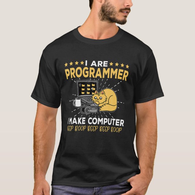 Camiseta Gracioso "Soy Gato Programador" - Codificación (Anverso)