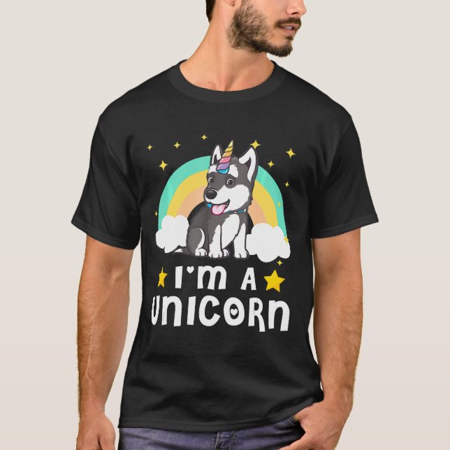 Camiseta Gracioso Soy Un Perro Husky Siberiano Unicornio (Anverso)