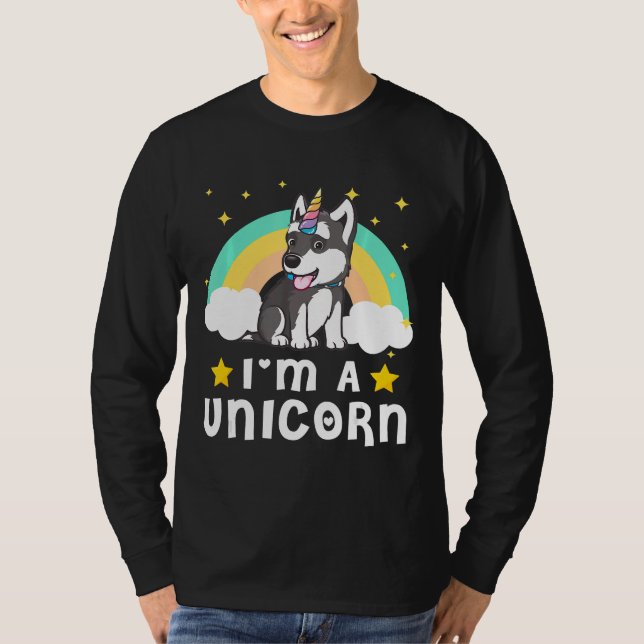 Camiseta Gracioso Soy Un Perro Husky Siberiano Unicornio (Anverso)