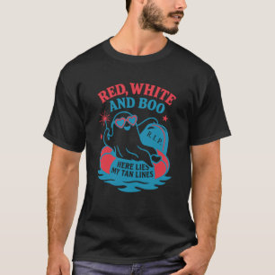 Camiseta Gracioso Summerween Red White y Boo 4 de Julio Mat