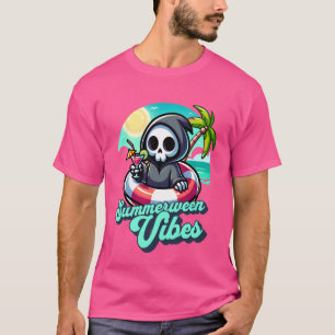 Camiseta Gracioso Summerween Vibes Grim Reaper vacaciones d