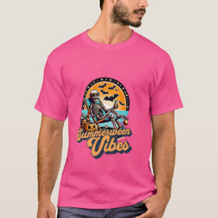 Camiseta Gracioso Summerween Vibes Verano Skeleton Beach Ch