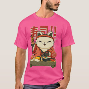 Camiseta Gracioso sushi Cat Chef Cocina japonesa Nigi