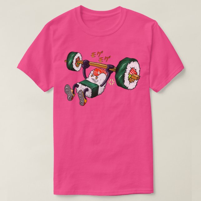 Camiseta Gracioso Sushi Levantamiento de peso Gimnasio Homb (Diseño del anverso)