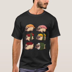 Camiseta Gracioso Sushi Pug Regalo Hombres Mujeres Mascota