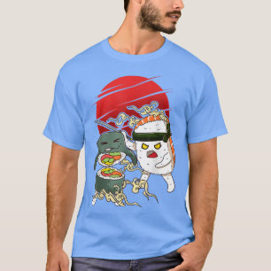 Camiseta Gracioso Sushi Samurai Artes Marciales Ninja Kawai