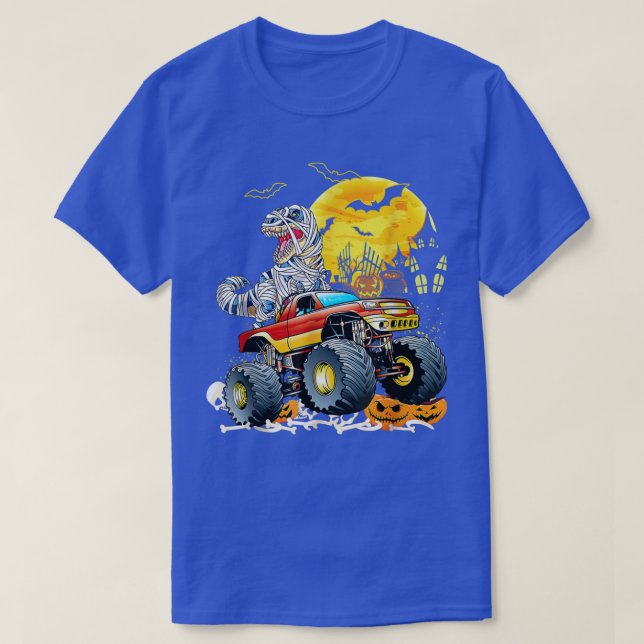 Camiseta Gracioso T Rex Saurus Monster Truck Happy Hall (Diseño del anverso)
