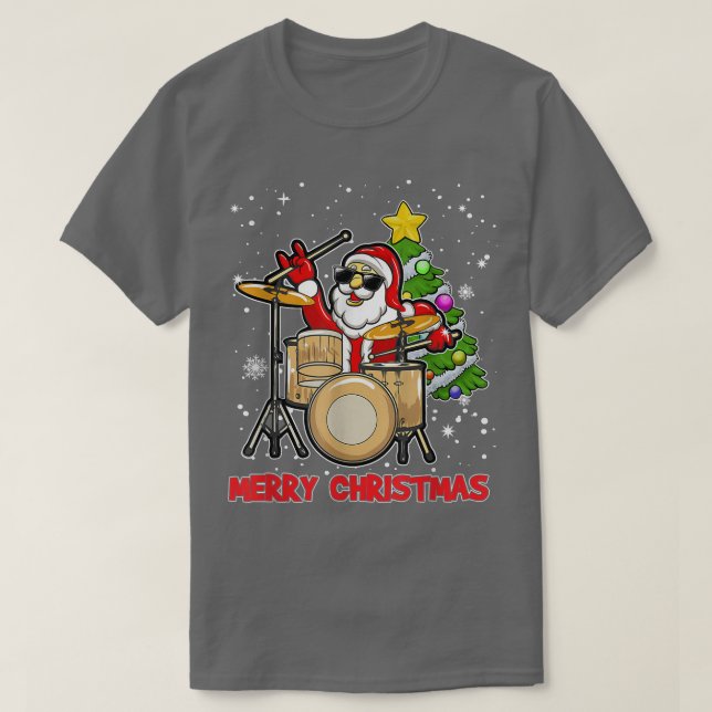 Camiseta Gracioso Tambor De Feliz Navidad Y Amante De Santa (Diseño del anverso)