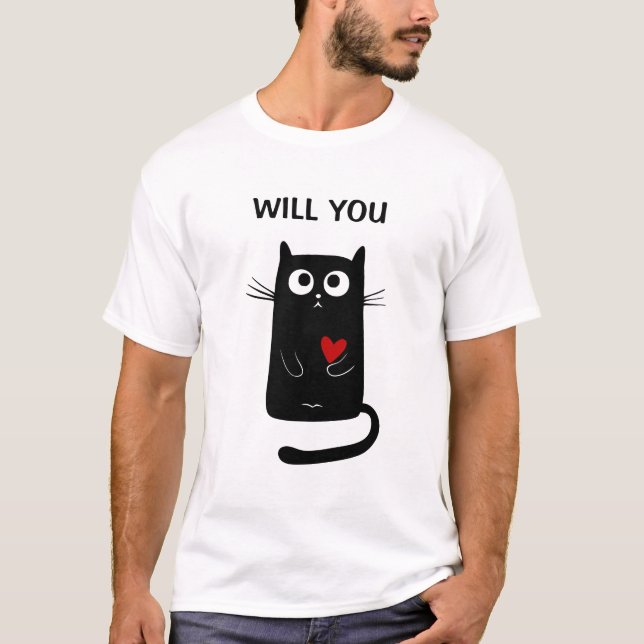 Camiseta Gracioso ¿Te Casarás Con El Gato De La Propuesta D (Anverso)