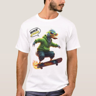 Camiseta Gracioso Tee Gráfico Pato para Skaters y Vibes de