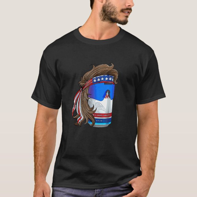 Camiseta Gracioso Tee Gráfico Patriótico Mullet Beer 4 De J (Anverso)