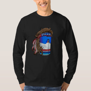 Camiseta Gracioso Tee Gráfico Patriótico Mullet Beer 4 De J