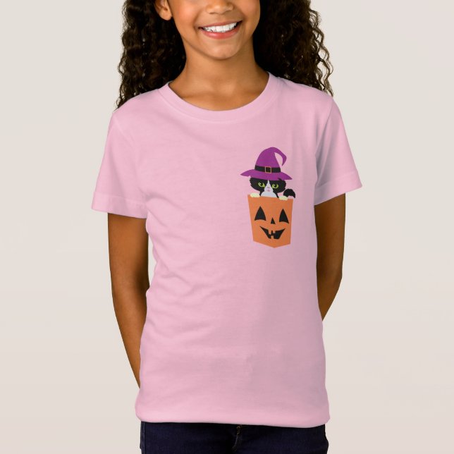 Camiseta Gracioso Tee para niños de Halloween, bolsillo neg (Anverso)