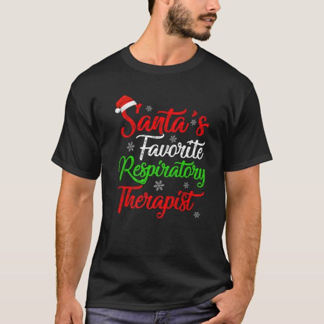 Camiseta Gracioso terapeuta respiratorio favorito de Santa  (Anverso)