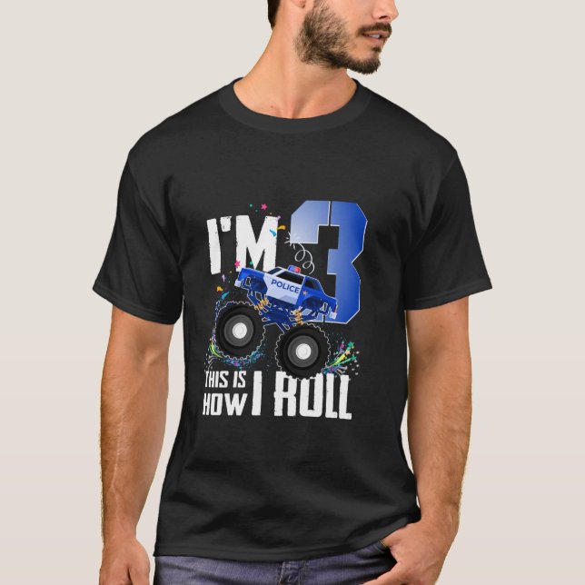 Camiseta Gracioso tercer cumpleaños niños Soy 3 policías Mo (Anverso)