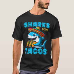 Camiseta Gracioso tiburón mexicano comiendo tacos comida ti