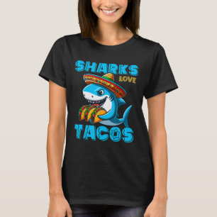 Camiseta Gracioso tiburón mexicano comiendo tacos comida ti