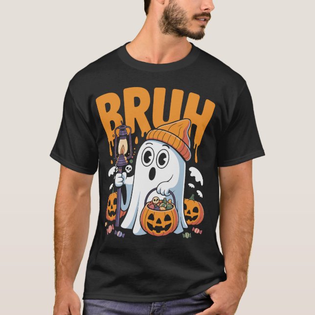 Camiseta Gracioso traje fantasma Bruh para parejas - malvad (Anverso)