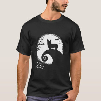 Camiseta Gracioso Trato De Halloween Corgi Y Moon