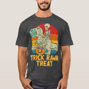 Camiseta Gracioso Trick Rawr Tret Skeleton Dino Toddler Boy