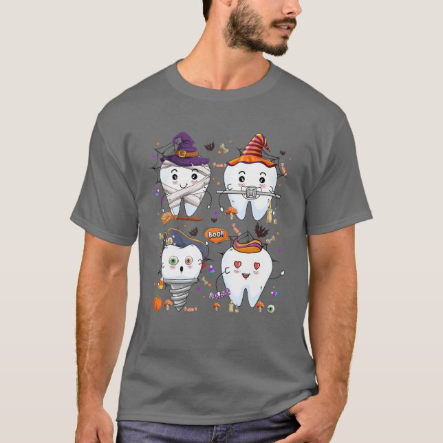 Camiseta Gracioso Truco O Dientes Denstist Halloween Costum (Anverso)
