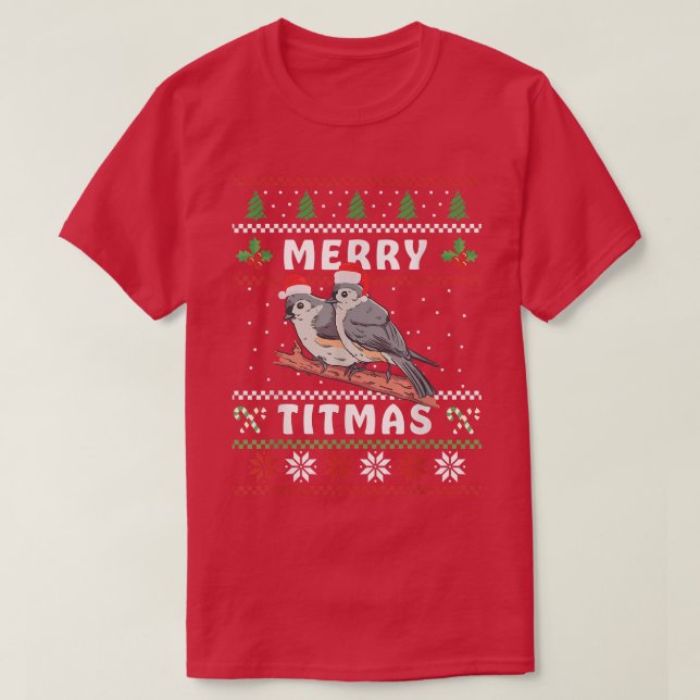 Camiseta Gracioso Tufted Titmouse Merry Titmas Regalo Bird  (Diseño del anverso)