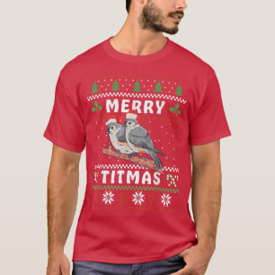 Camiseta Gracioso Tufted Titmouse Merry Titmas Regalo Bird