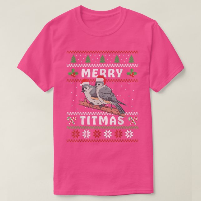 Camiseta Gracioso Tufted Titmouse Merry Titmas Regalo Bird  (Diseño del anverso)