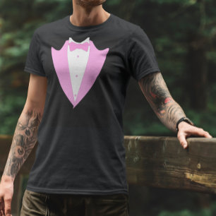 Camiseta Gracioso Tuxedo Vest Tejido Formal Rosa