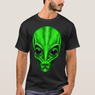 Camiseta Gracioso Ufo De Cabeza De Alien Verde