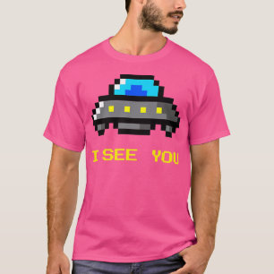 Camiseta Gracioso Ufo Te Veo (Estilo De Arte De 8 Bits)