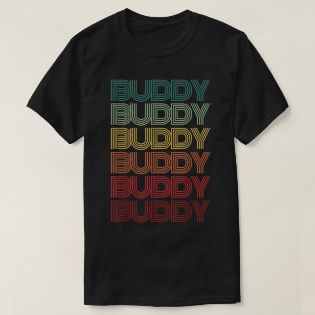 Camiseta Gracioso Una Palabra BUDDY Retro Humor BFF Mejor A (Diseño del anverso)