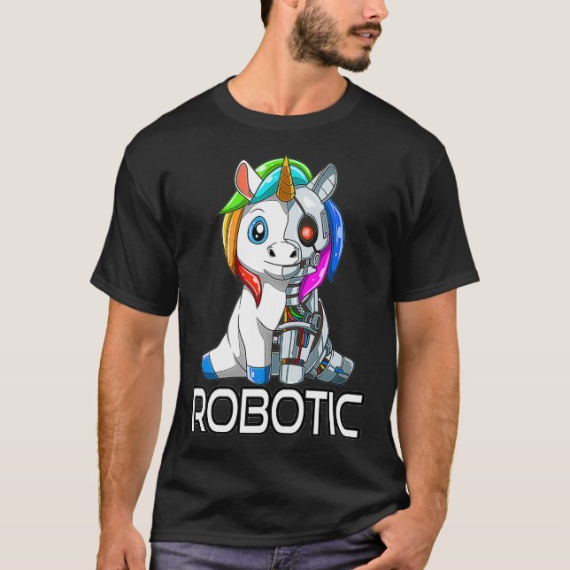 Camiseta Gracioso Unicornio Robot Robotic Cudddling Cyborg (Anverso)