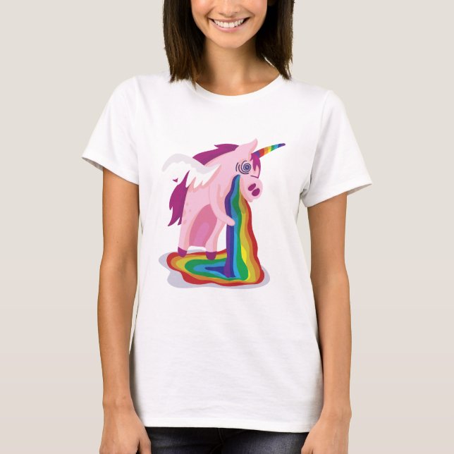 Camiseta Gracioso unicornio vómito arrecia Novedad mordaz (Anverso)