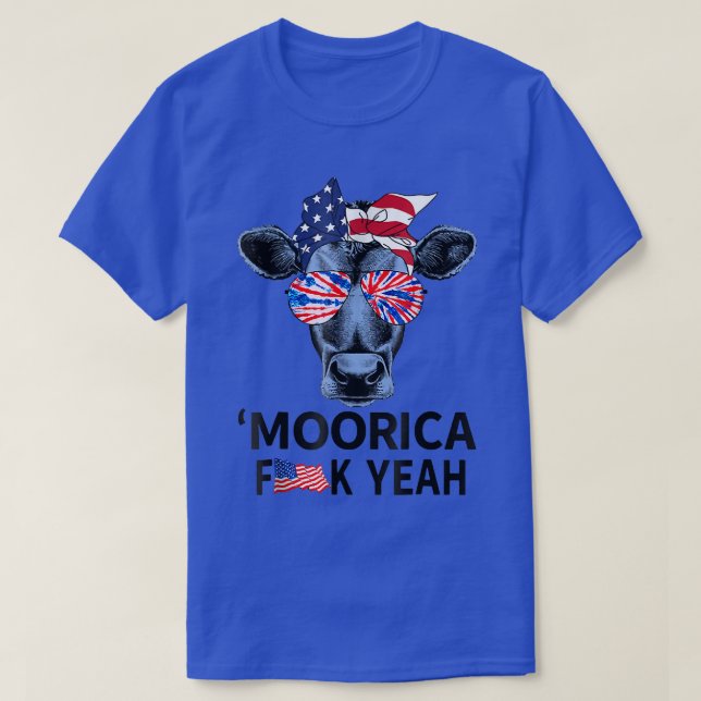 Camiseta Gracioso Vaca Morica 4 De Julio Granjero Patriótic (Diseño del anverso)