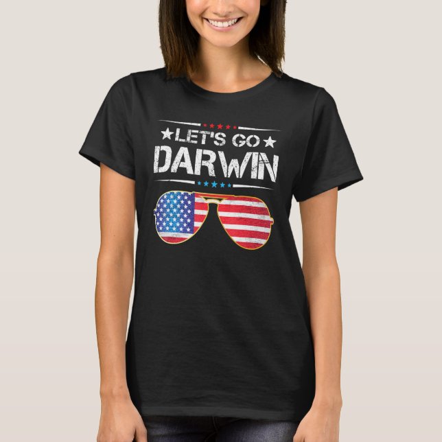 Camiseta Gracioso vamos a Darwin Sarcástico Ee. Uu. Bandera (Anverso)