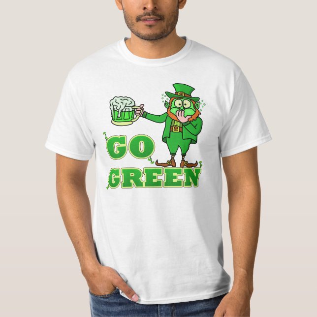 Camiseta Gracioso "Vamos Verde" Bebiendo Leprechaun (Anverso)