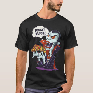 Camiseta Gracioso Vampiro comiendo pizza Halloween Lazy Cos