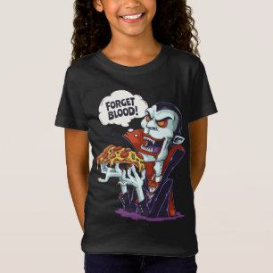 Camiseta Gracioso Vampiro comiendo pizza Halloween Lazy Cos