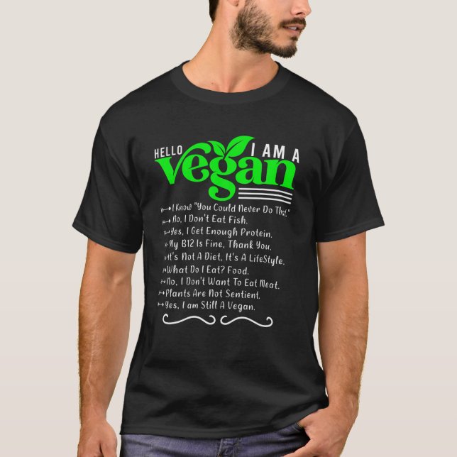Camiseta Gracioso Vegan Sarcástico - Hola soy A Vegan Vegan (Anverso)