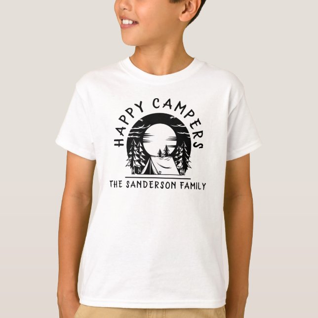 Camiseta Gracioso viaje de camping Feliz Campers Familia de (Anverso)