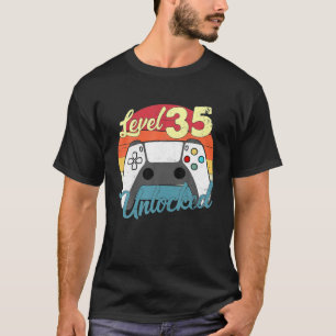 Camiseta Gracioso Video Gamer 35º Día Decoración Nivel 35