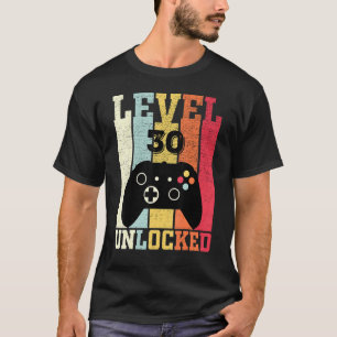 Camiseta Gracioso videojugador de nivel 30 desbloqueado 30 