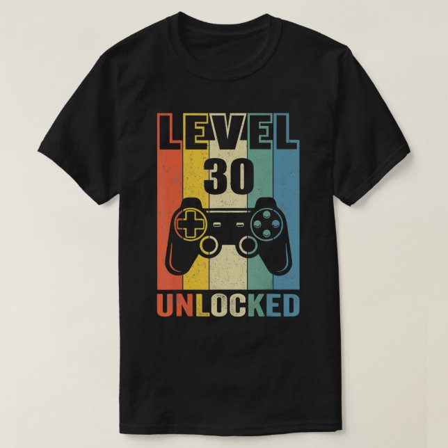 Camiseta Gracioso videojugador de nivel 30 desbloqueado 30  (Diseño del anverso)