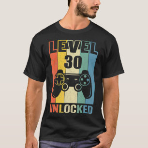 Camiseta Gracioso videojugador de nivel 30 desbloqueado 30 