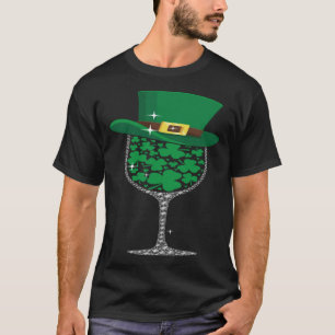 Camiseta Gracioso Vidrio Leprechaun De Vino Shamrock St Pat